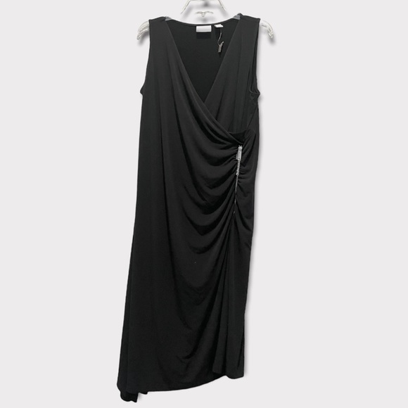 Chico's Dresses Nwt Chicos Knit Kit Side Zip Ruched Gathered Black